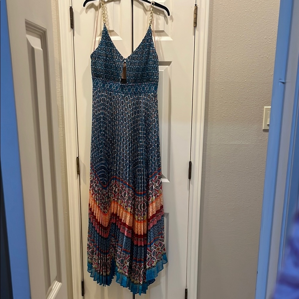 Alice + Olivia Elegant Blue and Multicolor Maxi Dress